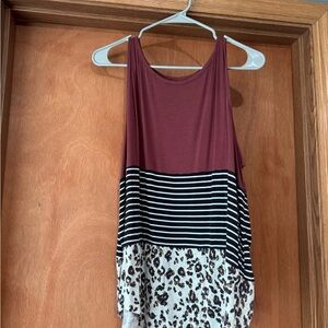 Maurices Red and Black Asymmetrical Sleeveless Tank Top